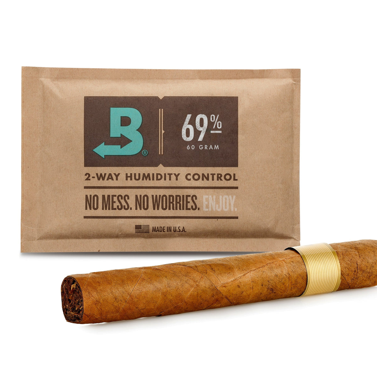 Boveda 69% humidity pack with a cigar — Sun of a Gun Cigars, Yuma Arizona