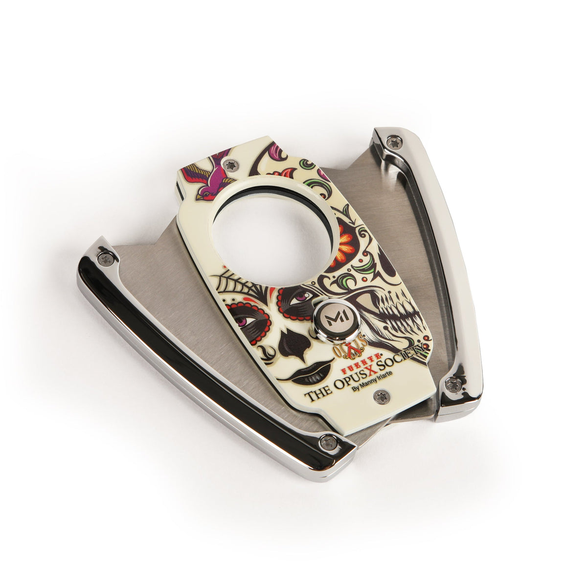 OpusX Society Sugar Skull C30 double blade cutter, open