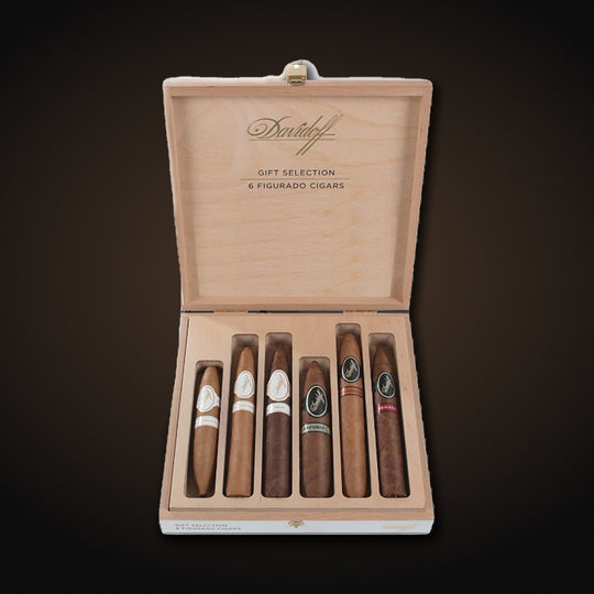 Davidoff 6 Cigar Gift Selection Figurado Sampler, sampler box with assorted cigars — Sun of a Gun Cigars & Spirits, Yuma Arizona