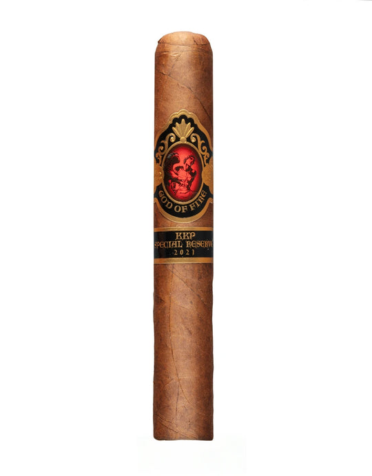 God of Fire KKP Special Reserve Gran Toro 56, single cigar on a white background