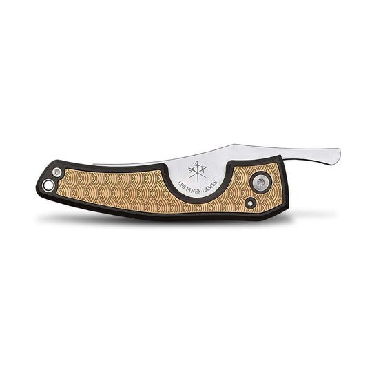 Les Fines Lames Cigar Knife Brass Seigaiha — Sun of a Gun Cigars, Yuma Arizona