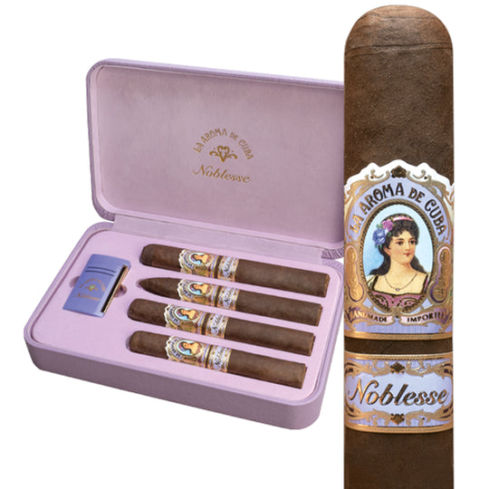 La Aroma de Cuba Noblesse Gift Set — S.T. Dupont Lighter & 4 Cigars — Sun of a Gun Cigars, Yuma Arizona