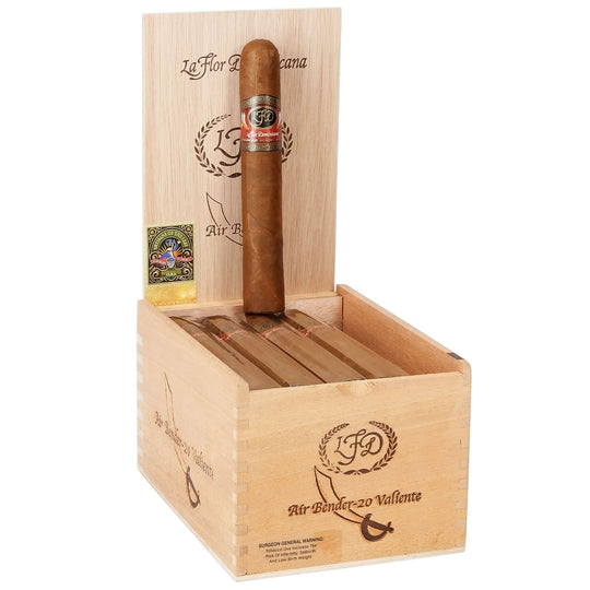La Flor Dominicana Air Bender Valiente Natural, open box of 20 with one cigar standing — Sun of a Gun Cigars, Yuma Arizona