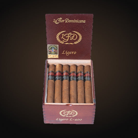 La Flor Dominicana Ligero L-400, open box of natural cigars — Sun of a Gun Cigars & Spirits, Yuma Arizona