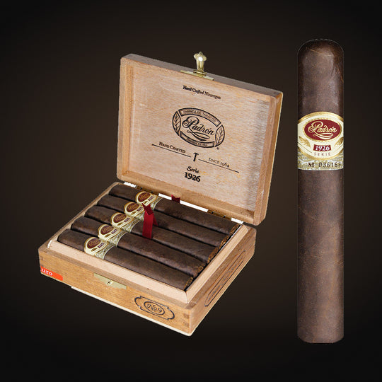 Padrón 1926 Series No. 9, open box with a cigar beside it — Sun of a Gun Cigars & Spirits, Yuma Arizona