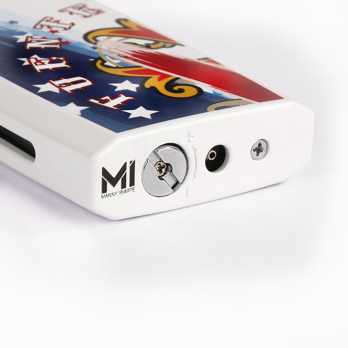 OpusX Society 1776 lighter base with Manny Iriarte MI logo, flame adjuster and refill valve