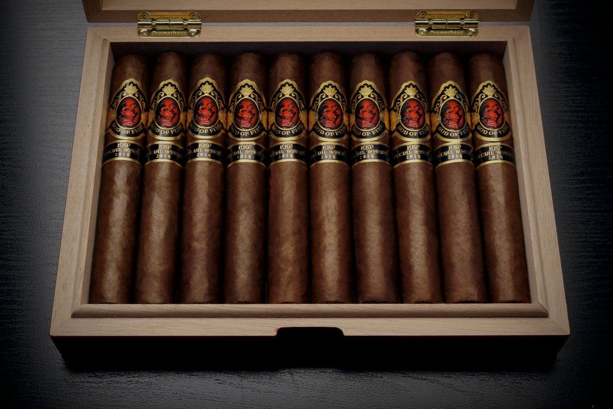Box of God of Fire KKP Special Reserve cigars — Sun of a Gun Cigars, Yuma Arizona