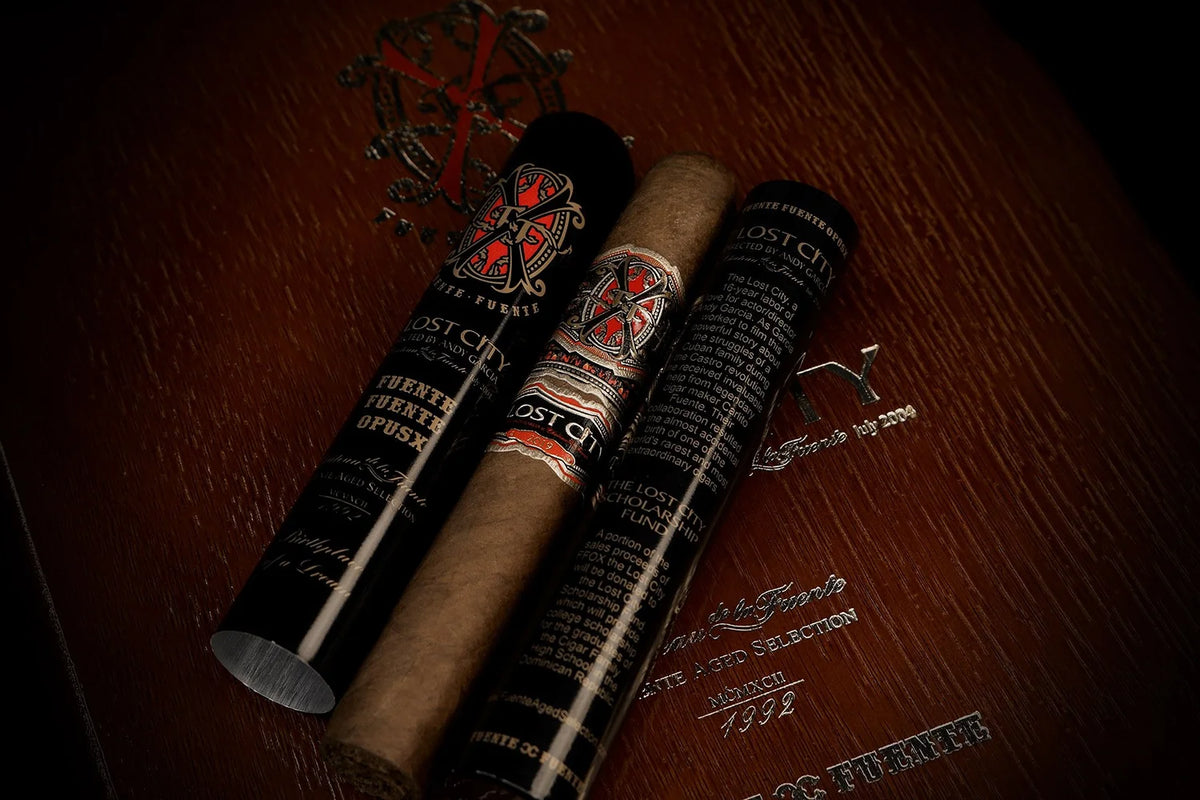 Arturo Fuente Opus X Lost City Double Robusto Tubo cigar, view 3