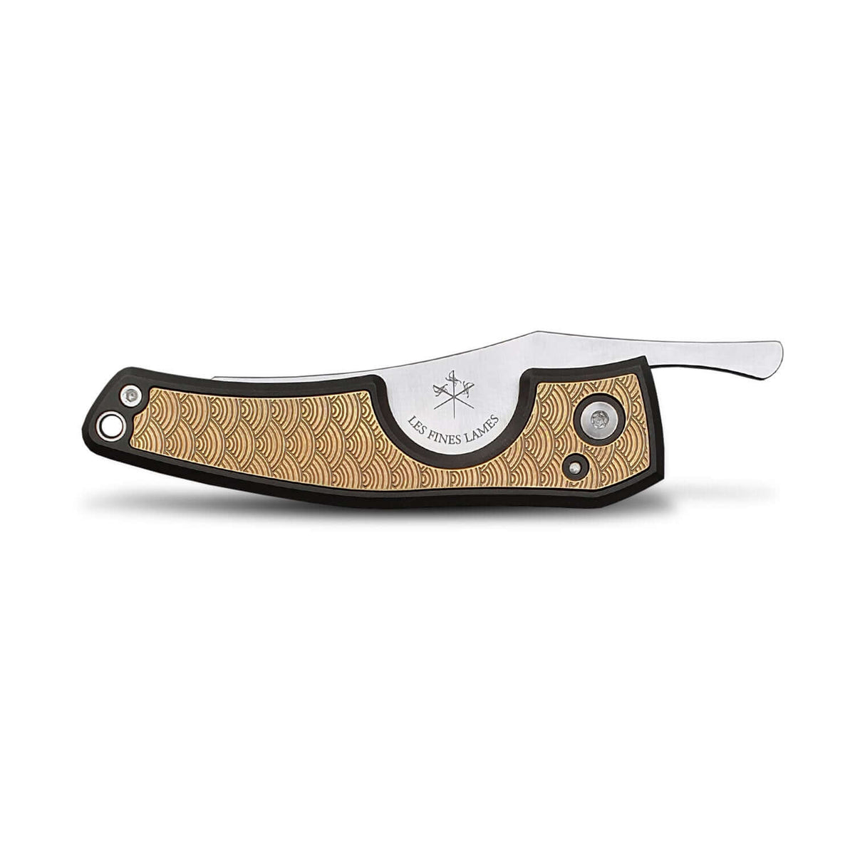 Les Fines Lames Cigar Knife Brass Seigaiha — Sun of a Gun Cigars, Yuma Arizona