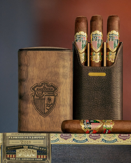 The American Walnut Bison Cigar Case Set — Sun of a Gun Cigars, Yuma Arizona