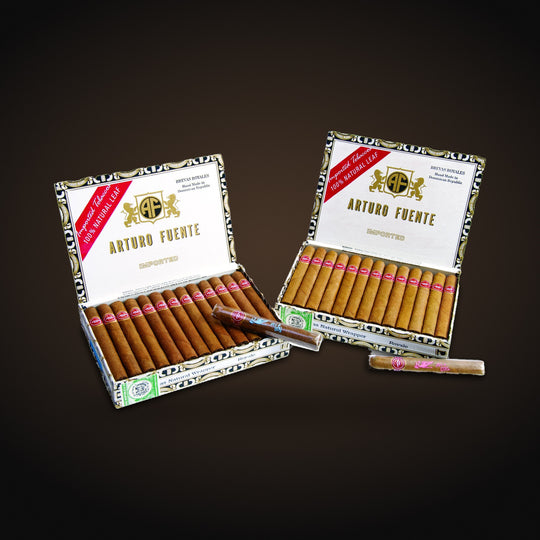 Arturo Fuente Brevas Royales It's a Boy, two open boxes — Sun of a Gun Cigars & Spirits, Yuma Arizona