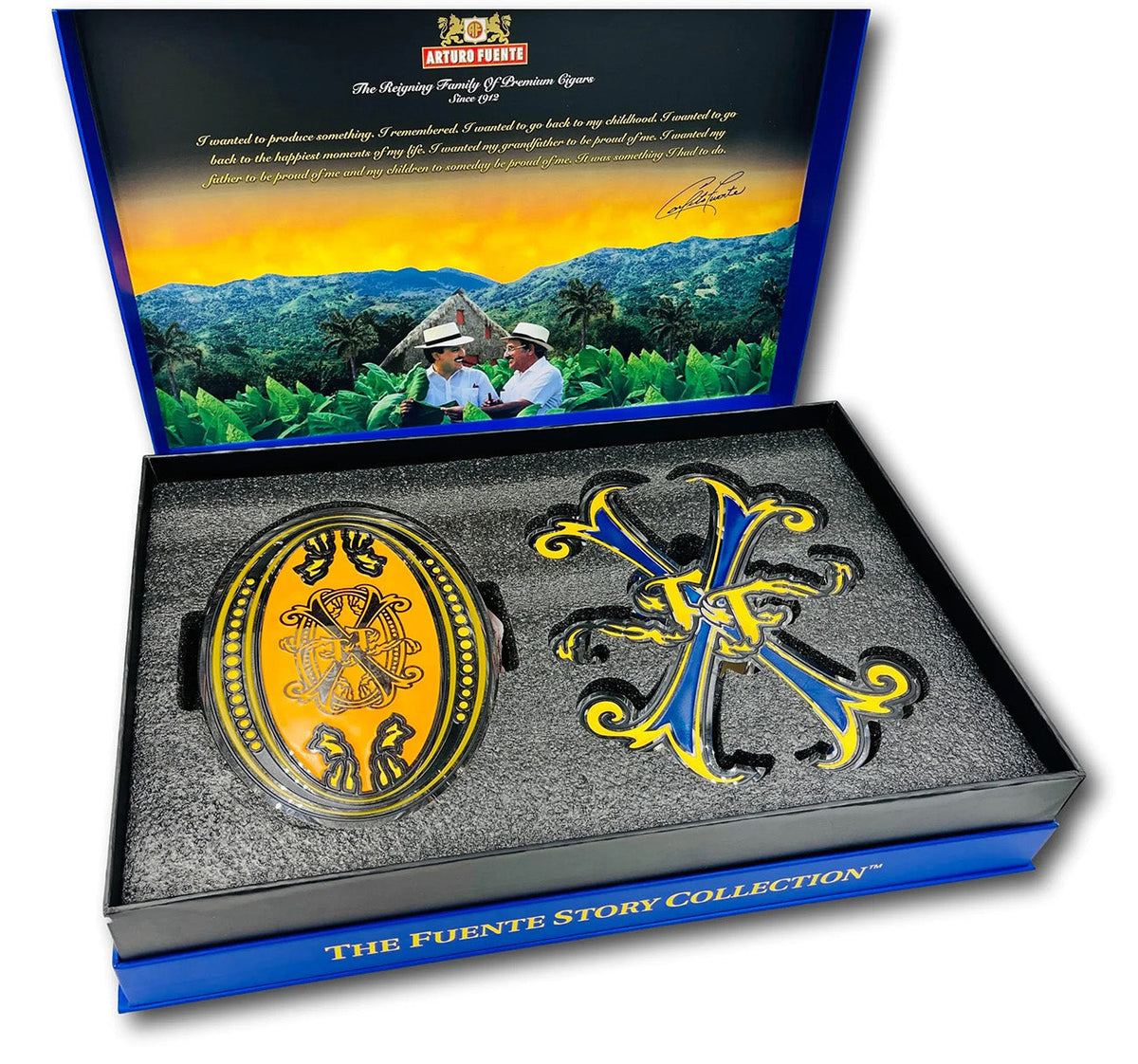 Arturo Fuente Opus X Fuente Story Crystal Ashtray — Sun of a Gun Cigars, Yuma Arizona