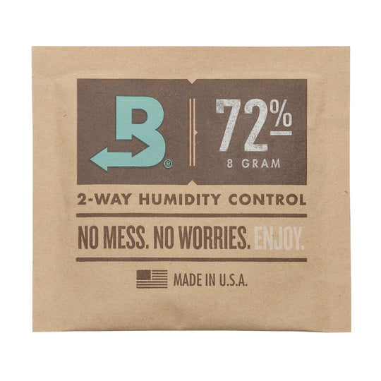 Boveda 72% 8 gram two-way humidity packet, front