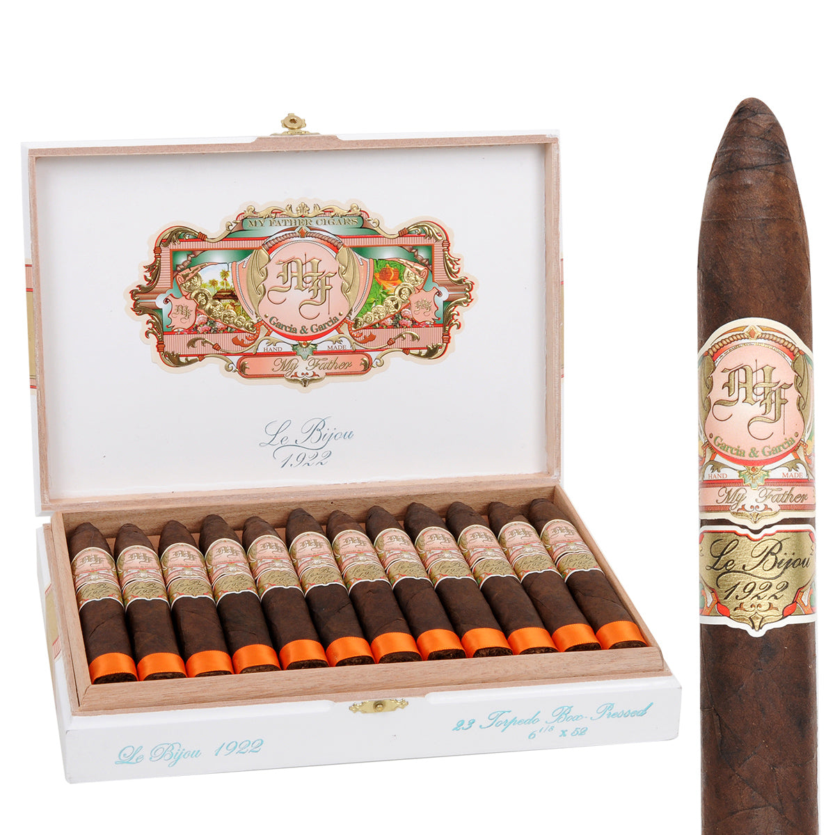 My Father Le Bijou 1922 Box Pressed Torpedo cigar, view 2