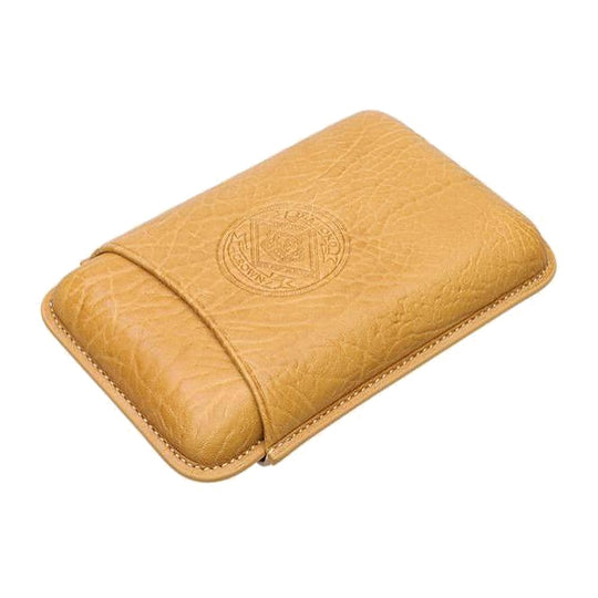 Diamond Crown The Birch three-cigar leather case in yellow leather, embossed with the Diamond Crown seal