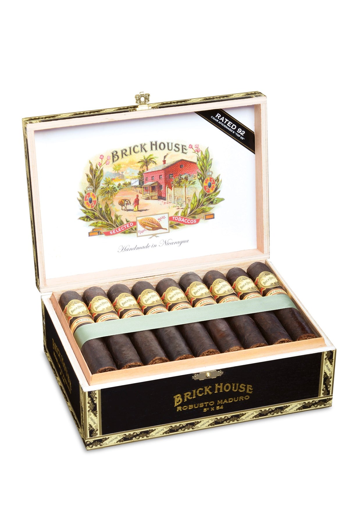 Brick House Maduro Robusto cigar, open box