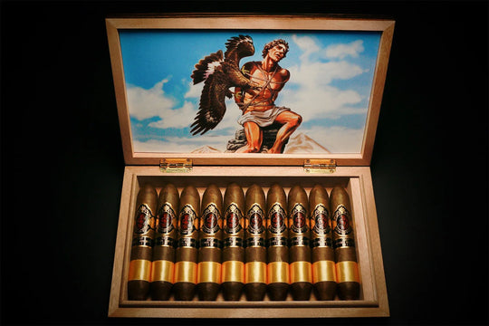 God of Fire KKP Special Reserve Diadema 60, open box with painted lid artwork