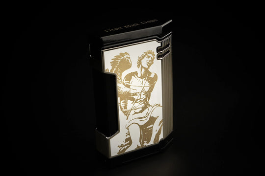 Prometheus Lighter FL-Magma/TR4 Never Back Down Gold/White — Sun of a Gun Cigars, Yuma Arizona