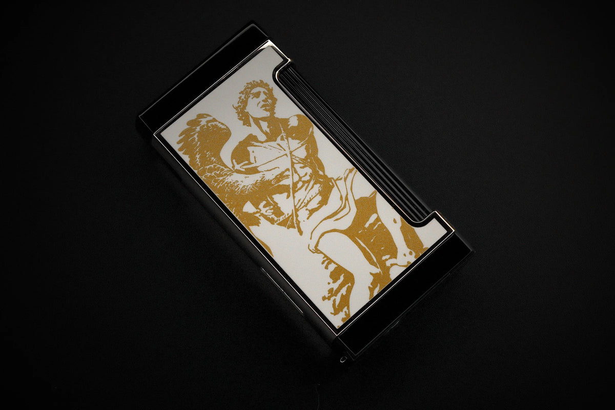 Prometheus Lighter FL-Ultimo/XR4 Never Back Down Gold/White — Sun of a Gun Cigars, Yuma Arizona