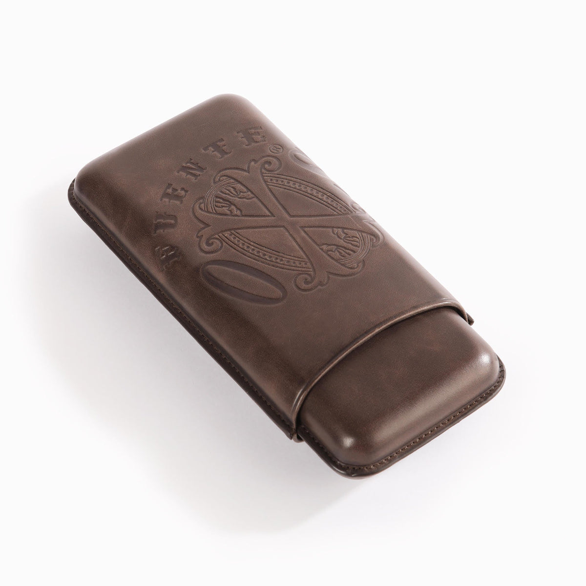 OpusX Society Spanish nobuk leather 3-cigar case in Chocolate Brown