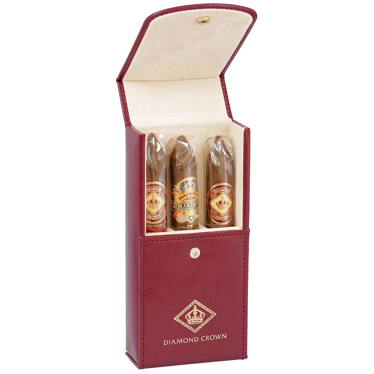 Diamond Crown Red Sampler leather case, open